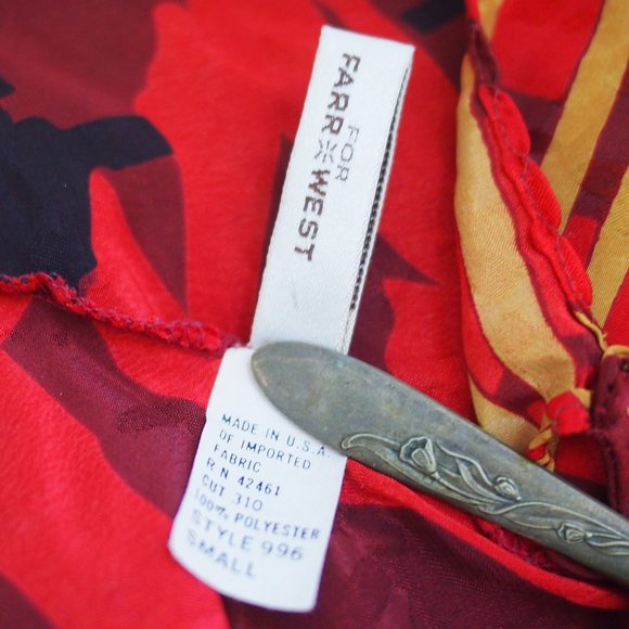 vtg LINDSEY ROSCOE for FARR WEST Abstract Silky Teddy Bodysuit Romper USA S EUC - Picture 8 of 8